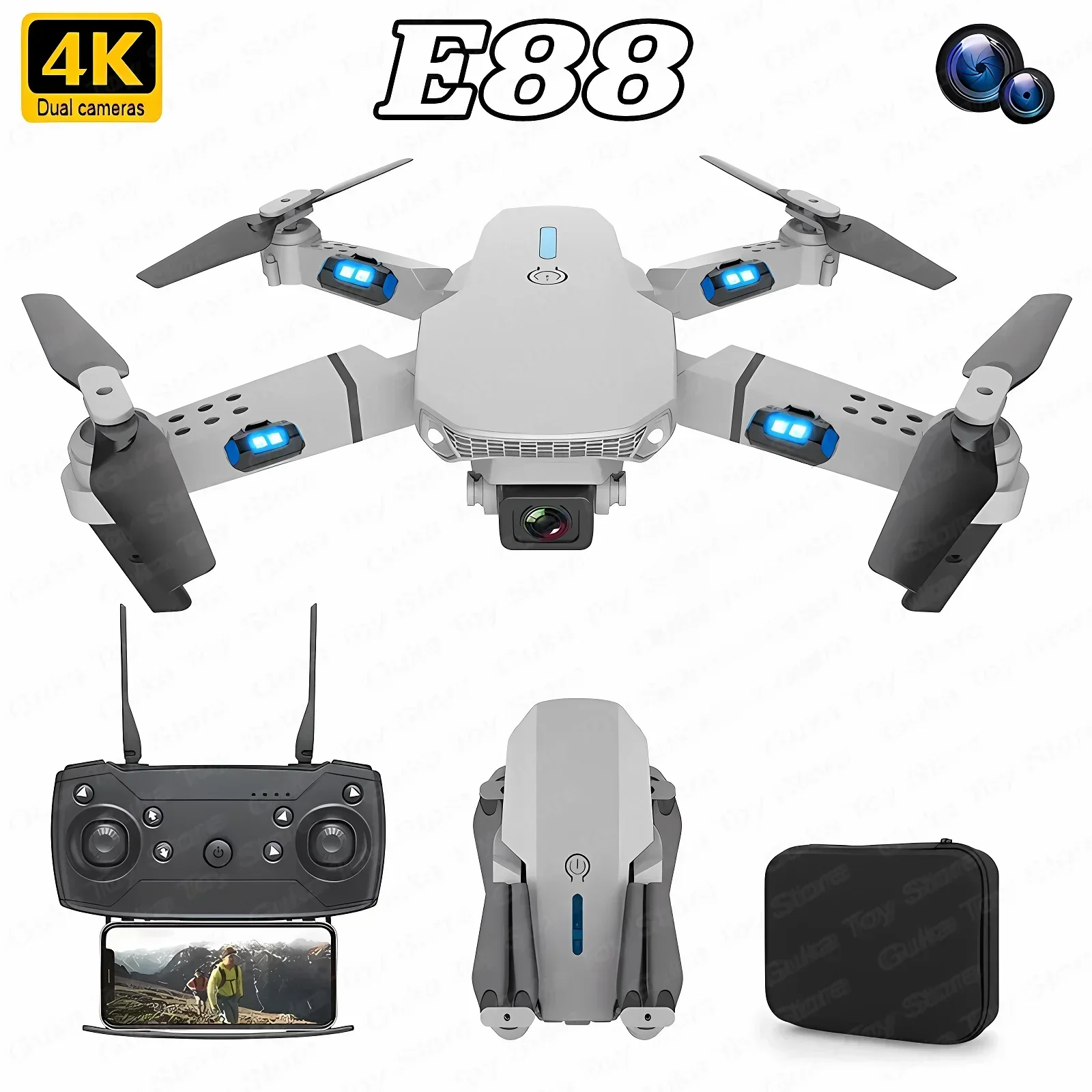 Drone E88Pro Rc 4K - E88 Pro WIFI FPV Drone grandangolare